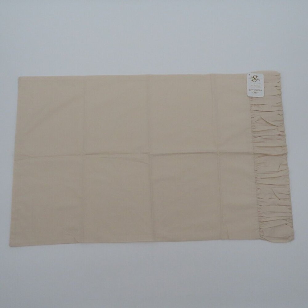 Sweet Dreams Pair of 2 Ruched Edge Standard Pillowcases Covers Oyster Ivory NEW - Picture 2 of 11